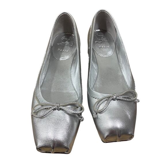 Christian Louboutin Mamadrague Ballerina Ballet Flat Shoes Metallic Silver 37 - Picture 2 of 5